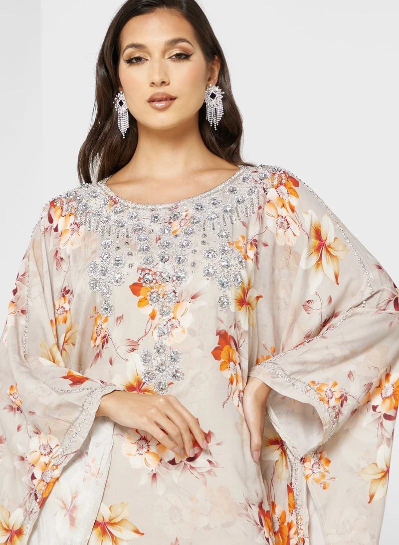 ARABIAN CLOSET Floral Printed Kaftan