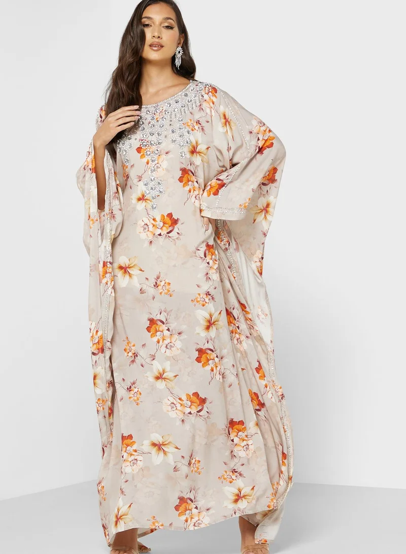 ARABIAN CLOSET Floral Printed Kaftan
