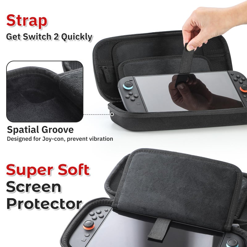 Snuvid Clearer Game Slots - Carrying Case for Nintendo Switch 2 2025, Portable Hard Shell for Switch 2 Case, Protective Travel Accessories Bundle with 24 Clear Game Cartridge, 2 Screen Protector - Image 5