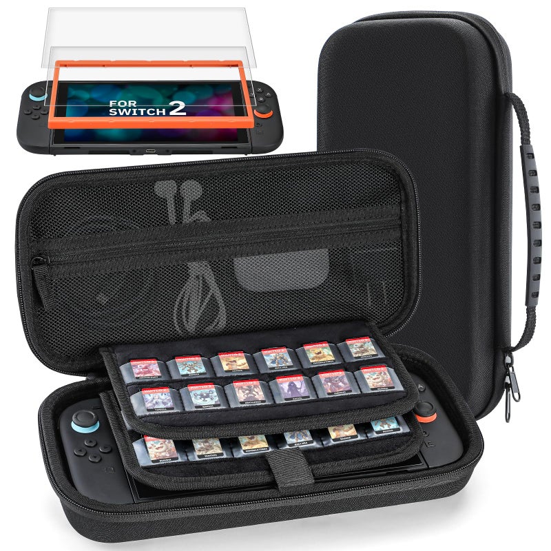 Snuvid Clearer Game Slots - Carrying Case for Nintendo Switch 2 2025, Portable Hard Shell for Switch 2 Case, Protective Travel Accessories Bundle with 24 Clear Game Cartridge, 2 Screen Protector - Image 1
