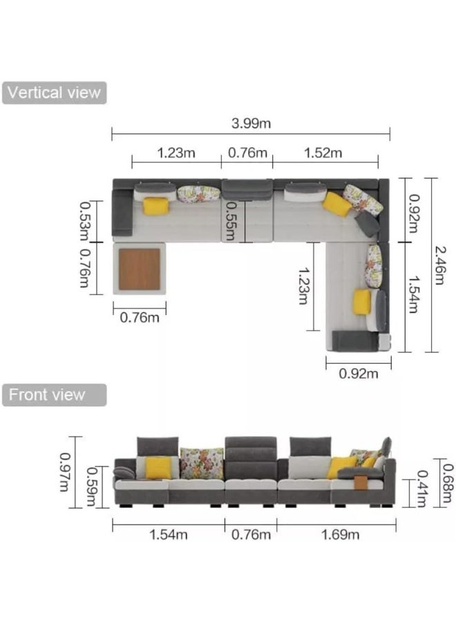 Comfynest Modern Classic U Shape Sofa Set Furniture Seats Upholstery Fabric Sectional Living Room Sofa - Image 2