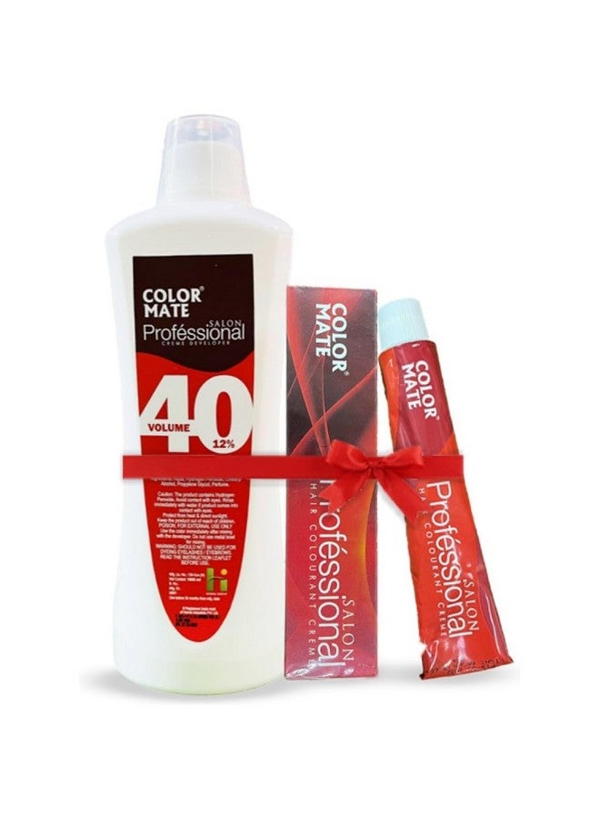 COLOR MATE Salon Professional Hair Colourant Creme (2 Tubes) 80G + Hair Colour Developer 40Vol 12% | 1000 Ml Combo. (Very Light Blonde 9.0) - Image 1