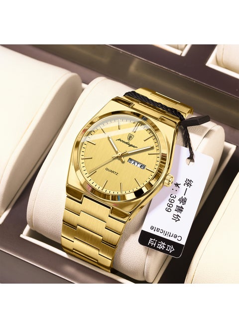 Swiss Brand Ultra-Thin Mens Watch Water-Resistant Luminous Quartz 930 gold surface gold surface steel belt