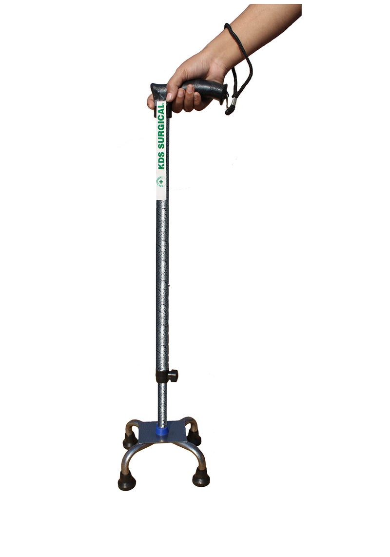 Kds Surgical Quadripod 4 Leg Antique Silver Height Adjustable Walking Stick - Image 1