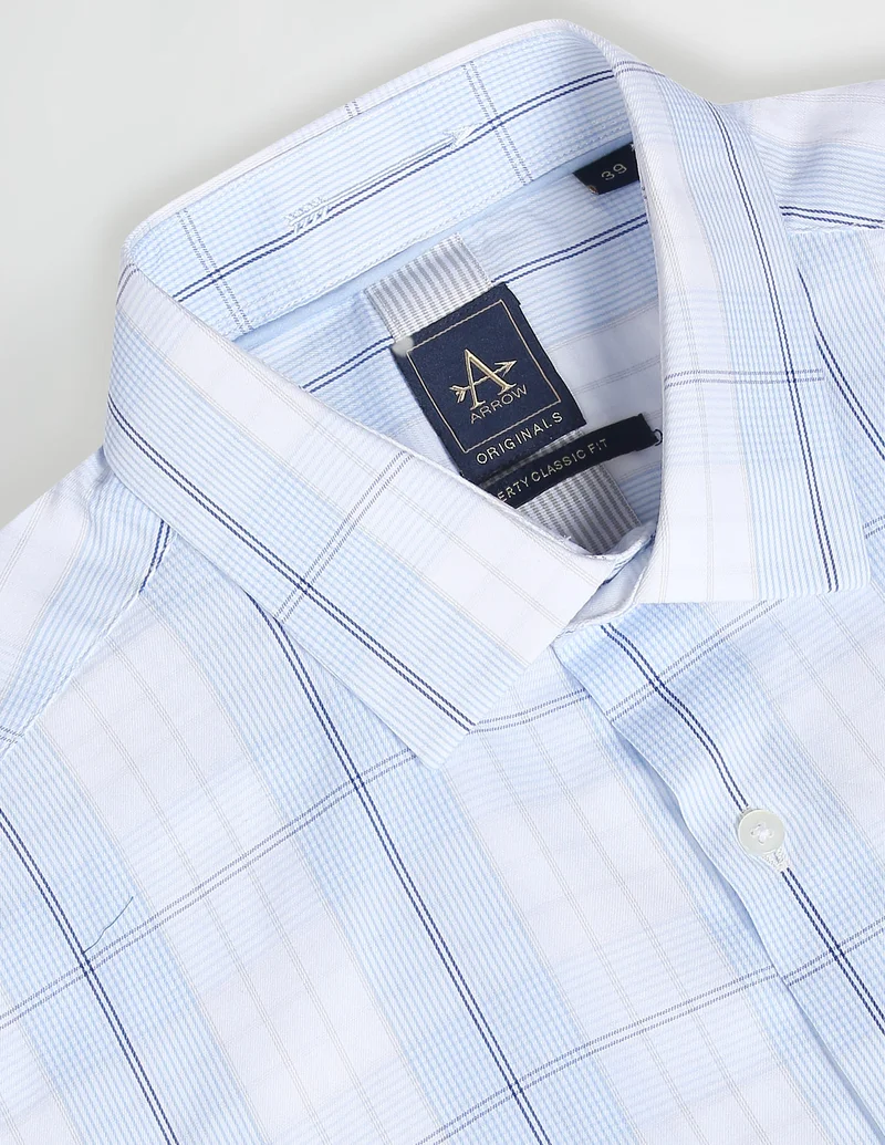 Arrow Light Blue Tartan Check Short Sleeve Shirt for Men | Best Price UAE