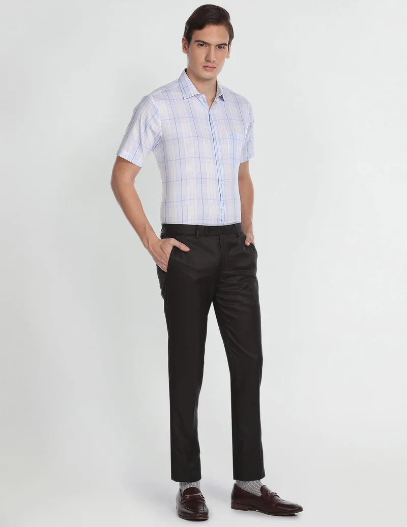 Arrow Light Blue Tartan Check Short Sleeve Shirt for Men | Best Price UAE