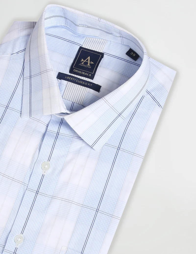 Arrow Light Blue Tartan Check Short Sleeve Shirt for Men | Best Price UAE