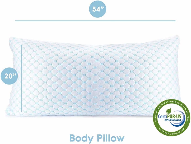 Nestl Cooling Body Pillow for Sleeping 1 Pack, Luxury Shredded Memory Foam Body Pillows, Adjustable Cold Gel Pillows for Hot Sleepers, Supportive Long Pillow for Bed Side Back Stomach Sleepers - Image 2