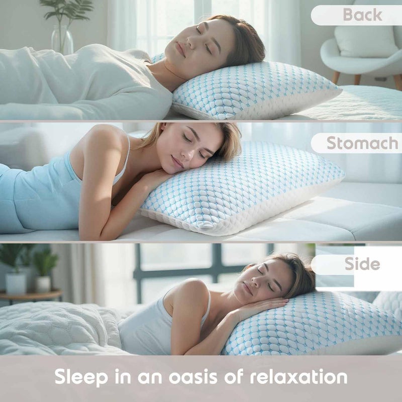 Nestl Cooling Body Pillow for Sleeping 1 Pack, Luxury Shredded Memory Foam Body Pillows, Adjustable Cold Gel Pillows for Hot Sleepers, Supportive Long Pillow for Bed Side Back Stomach Sleepers - Image 5