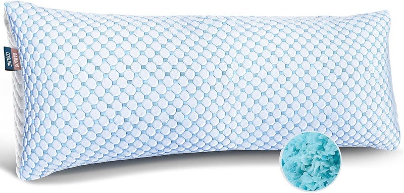 Nestl Cooling Body Pillow for Sleeping 1 Pack, Luxury Shredded Memory Foam Body Pillows, Adjustable Cold Gel Pillows for Hot Sleepers, Supportive Long Pillow for Bed Side Back Stomach Sleepers - Image 1