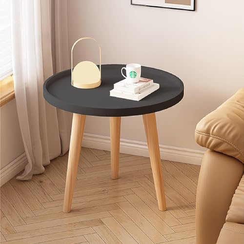 DDS Dream Decor Shoppee Wood 3 Legs Side Table,Round Table Modern Minimalist End Table, Home Decor Living Room Bedroom Bed Side Coffee Table Home Decor (Black - Image 2
