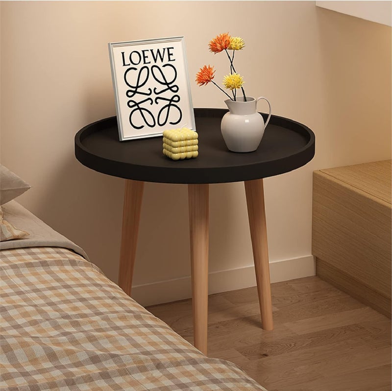DDS Dream Decor Shoppee Wood 3 Legs Side Table,Round Table Modern Minimalist End Table, Home Decor Living Room Bedroom Bed Side Coffee Table Home Decor (Black - Image 3