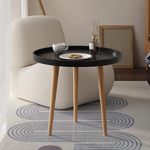DDS Dream Decor Shoppee Wood 3 Legs Side Table,Round Table Modern Minimalist End Table, Home Decor Living Room Bedroom Bed Side Coffee Table Home Decor (Black - Image 1