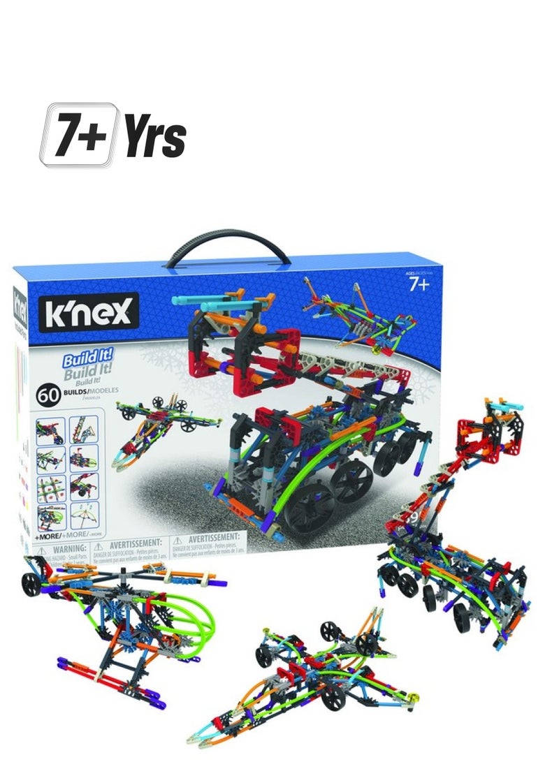 K'Nex Intermediate 60 Model Building Set 395 Parts Ages 7 & Up Creative Building Toy Multicolor Includes K'Nex Parts And Pieces Instruction Booklet - Image 1