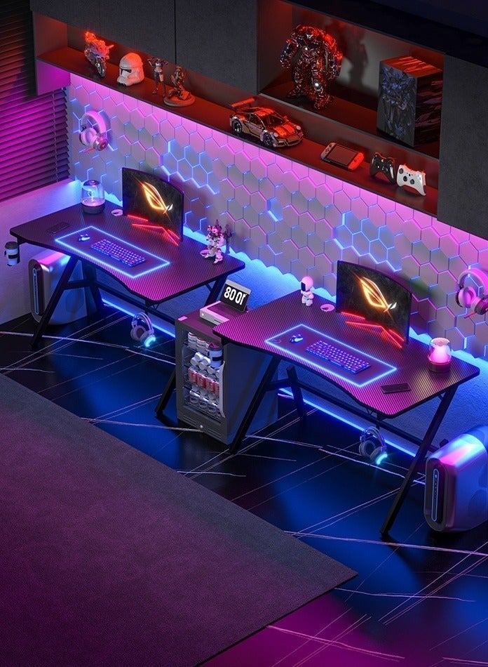 زانوتا طاوله قيمنق مكتب الكمبيوتر مع سطح المكتب من ألياف الكربون ساقين على شكل A طاولة دراسة إيرغونومية مكتب للمنزل (110 * 55 * 75 سم) - Image 3