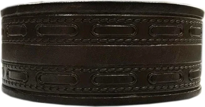فاريتا Dark Brown Design Pattern Wide Leather Belt