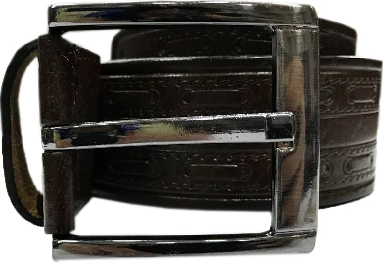 فاريتا Dark Brown Design Pattern Wide Leather Belt