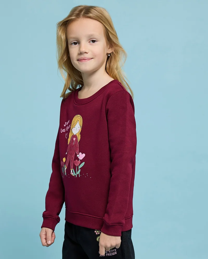 أر أند بي Printed Sweatshirt with Crew Neck and Long Sleeves