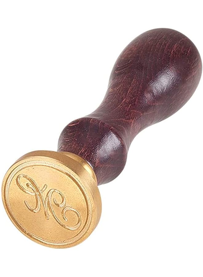 إيروريكس ختم الشمع حرف M برأس نحاسي عتيق بمقبض خشبي وحرف أبجدي كلاسيكي حرف M رائع لتزيين دعوات حفلات الزفاف والمظاريف وتغليف الهدايا - Image 1