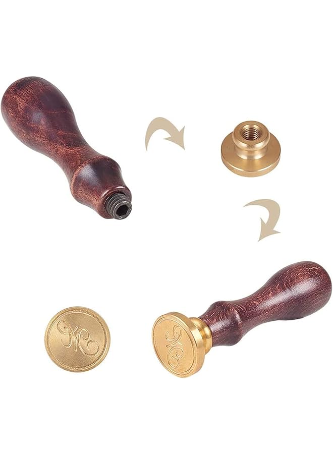 إيروريكس ختم الشمع حرف M برأس نحاسي عتيق بمقبض خشبي وحرف أبجدي كلاسيكي حرف M رائع لتزيين دعوات حفلات الزفاف والمظاريف وتغليف الهدايا - Image 4