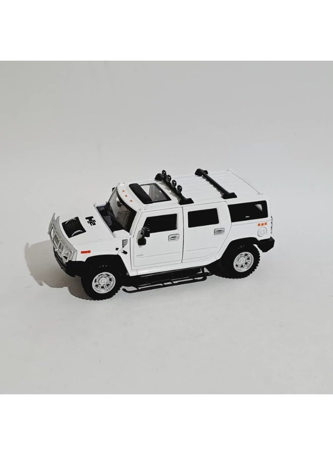 BMB Die-Cast Model Car Hummer H2 Die-Cast Model Car, 1:24 Scale, White, with Roof Rack and Spotlights - Image 3