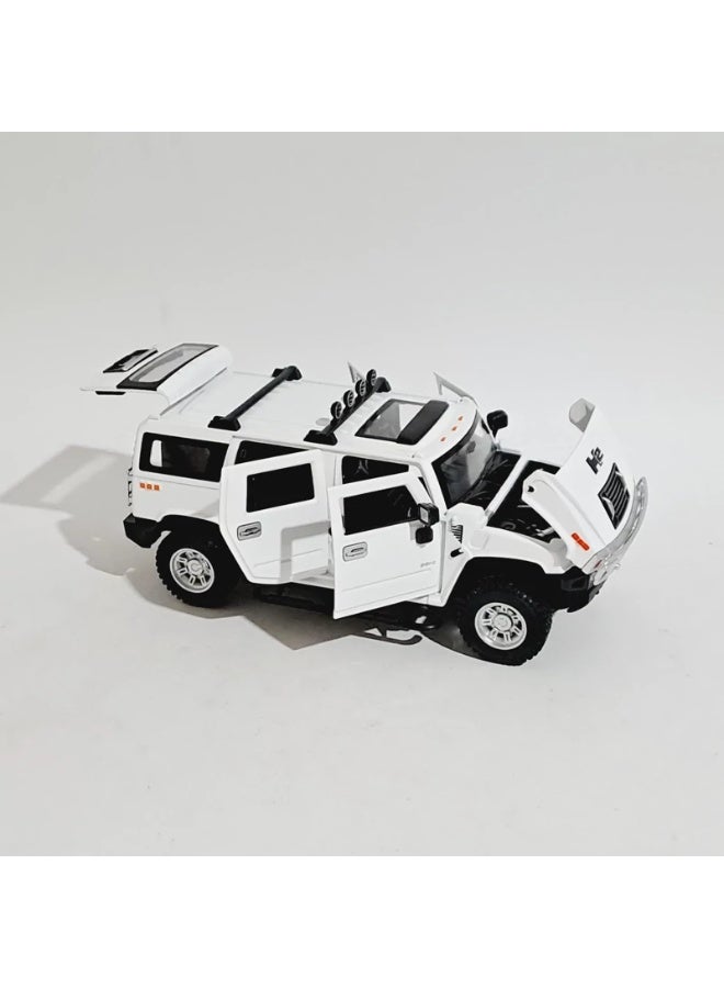 BMB Die-Cast Model Car Hummer H2 Die-Cast Model Car, 1:24 Scale, White, with Roof Rack and Spotlights - Image 5