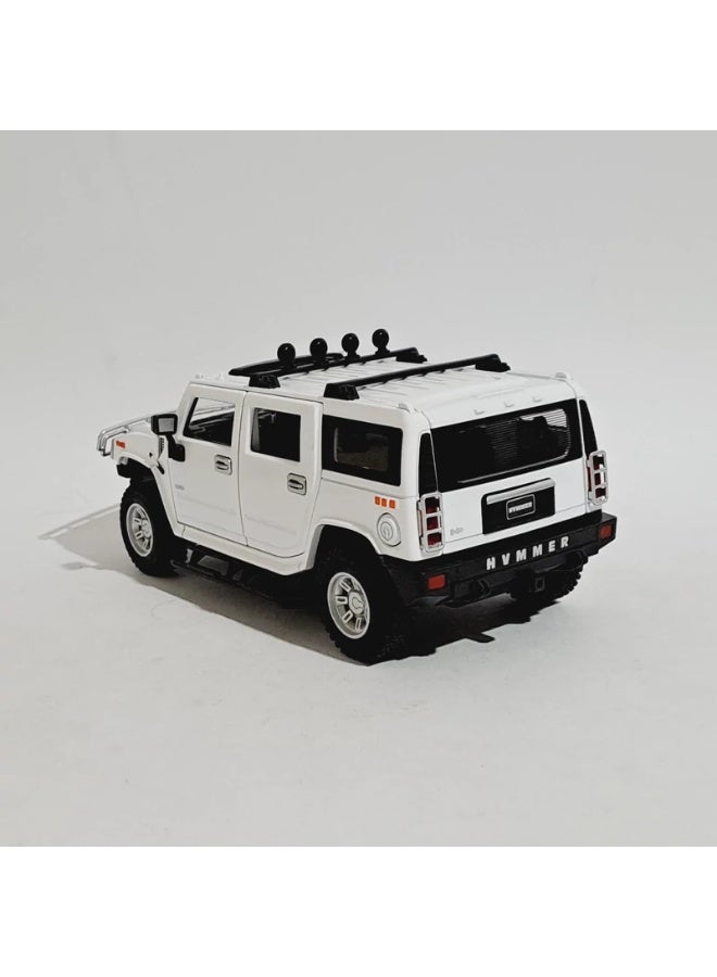 BMB Die-Cast Model Car Hummer H2 Die-Cast Model Car, 1:24 Scale, White, with Roof Rack and Spotlights - Image 4