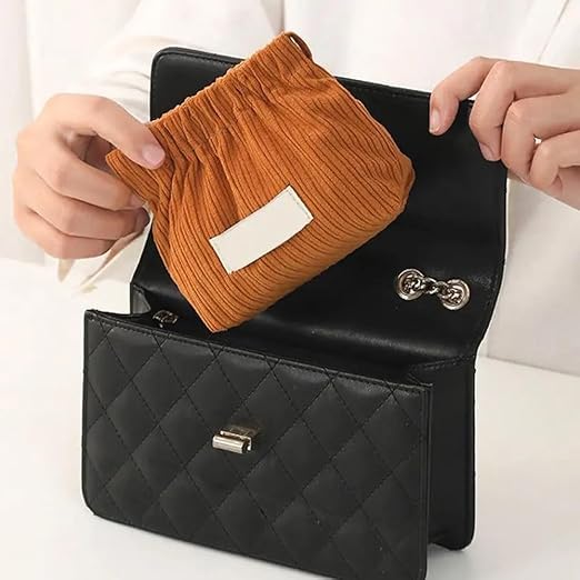 Aspeona 3Pcs Portable Storage Pouch Corduroy Lipstick Bag Portable Travel Corduroy Elastic Storage Bag Large Capacity Small Cute Hair Accessory Jewelry Storage Organizer - Image 5