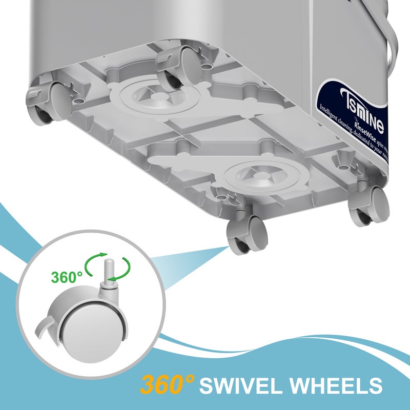 RinseWise Compact Spin Mop for Apartments & Small Spaces, Clean & Dirty Water Separation Mop Bucket for Pet Owners & Daily Cleaning,360Â° Swivel Wheels, Safe for Hardwood & Tile, Adjustable Handle, 6 Mop Heads - Image 2