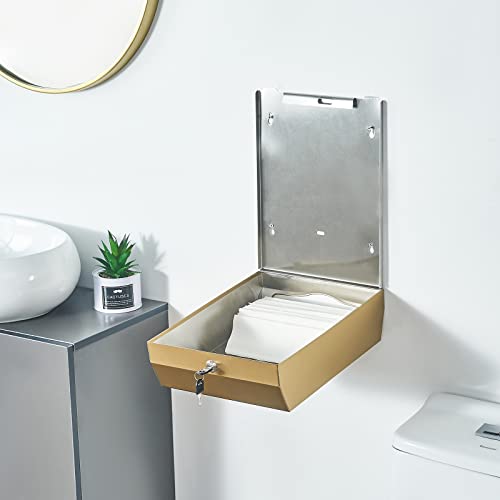 Gorlary Paper Towel Dispenser Wall Mount Commercial c-fold/Multi-fold/Tri-fold, Touchless Hand Towel Dispenser with Lock(Gold) - Image 3