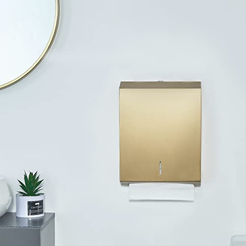 Gorlary Paper Towel Dispenser Wall Mount Commercial c-fold/Multi-fold/Tri-fold, Touchless Hand Towel Dispenser with Lock(Gold) - Image 4
