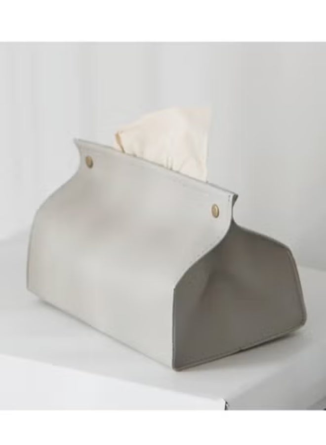 COYO Tissue Box Cover, Refined Modern PU Leather Tissue Box Holder Rectangular Tissue Box Covers for Kleenex, Napkin, Tissue Holder for Bathroom Car Home Office (Grey) - Image 2