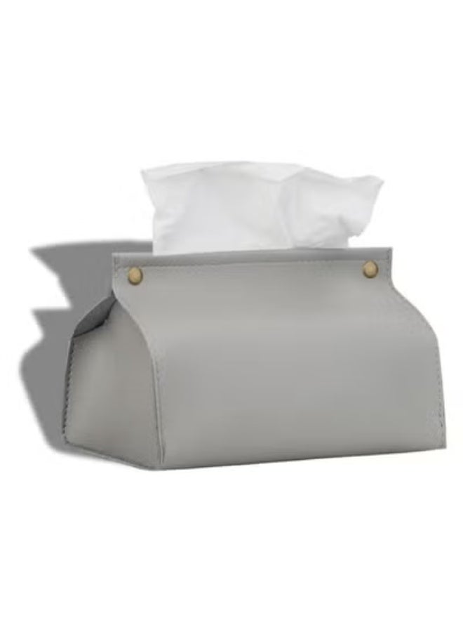 COYO Tissue Box Cover, Refined Modern PU Leather Tissue Box Holder Rectangular Tissue Box Covers for Kleenex, Napkin, Tissue Holder for Bathroom Car Home Office (Grey) - Image 1