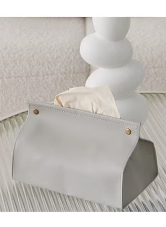 COYO Tissue Box Cover, Refined Modern PU Leather Tissue Box Holder Rectangular Tissue Box Covers for Kleenex, Napkin, Tissue Holder for Bathroom Car Home Office (Grey) - Image 4