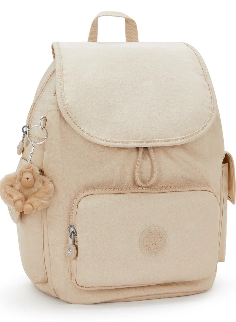 kipling حقيبة ظهر صغيرة بيج لامعة من سيتي باك S - Image 3