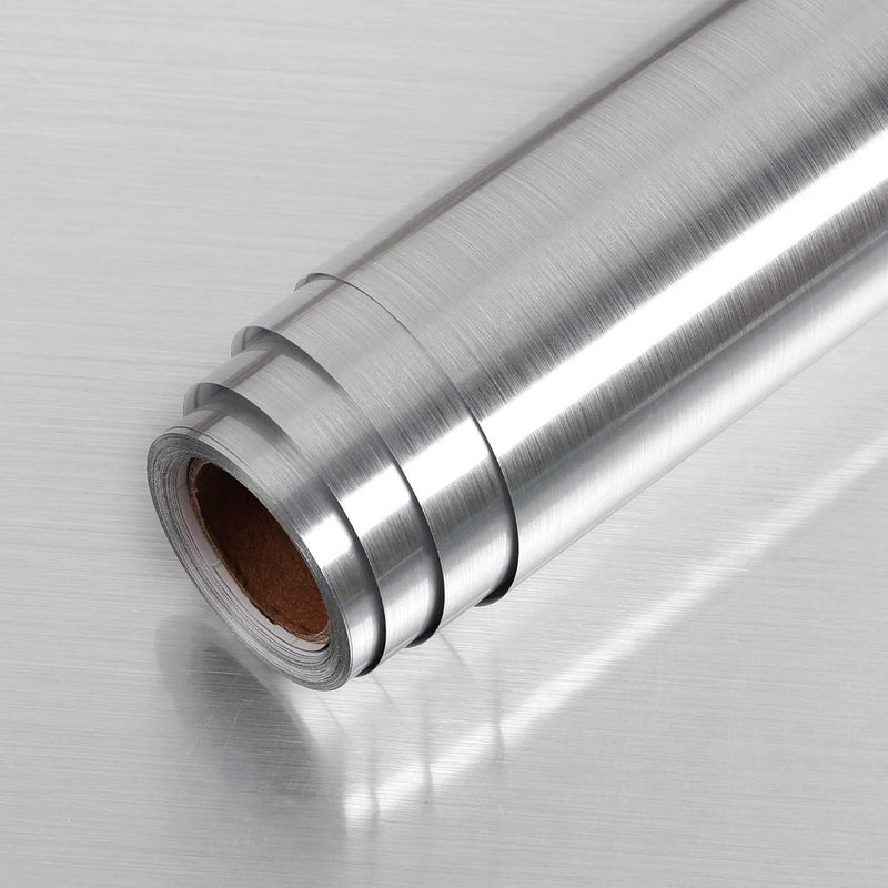 LACHEERY 36x160in Brushed Metal Texture Peel and Stick Stainless Steel Backsplash Contact Paper for Appliances Fridge Vinyl Film Dishwasher Sticker Self Adhesive Laminate Shelf Liner Oven Makeover - Image 1