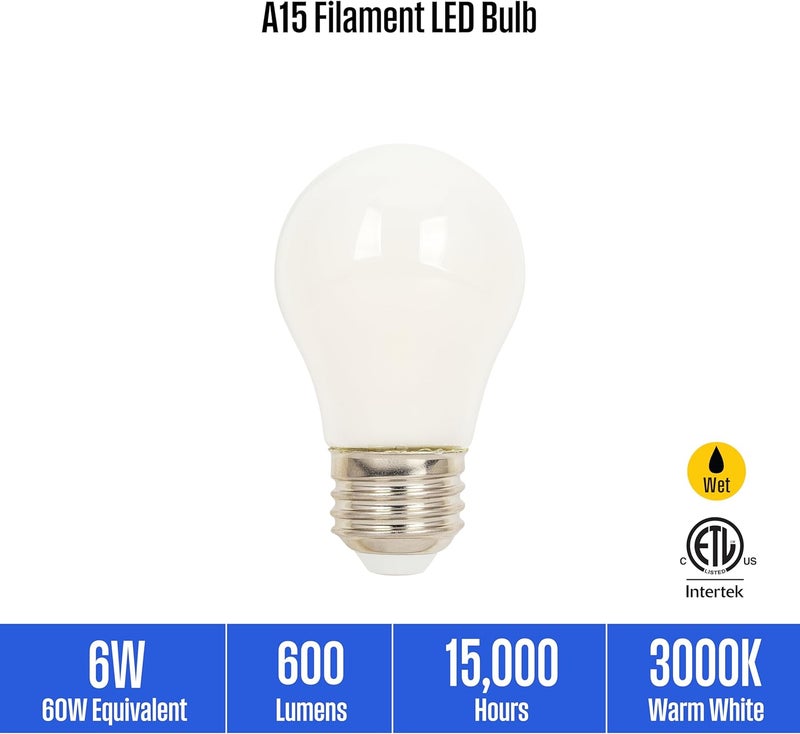 Westinghouse مصباح LED من ويستنجهاوس 5325020 بقوة 6 وات يعادل 60 وات A15 قابل للتعتيم ضوء أبيض ناعم قاعدة متوسطة عبوة 6 عددا 1 - Image 5