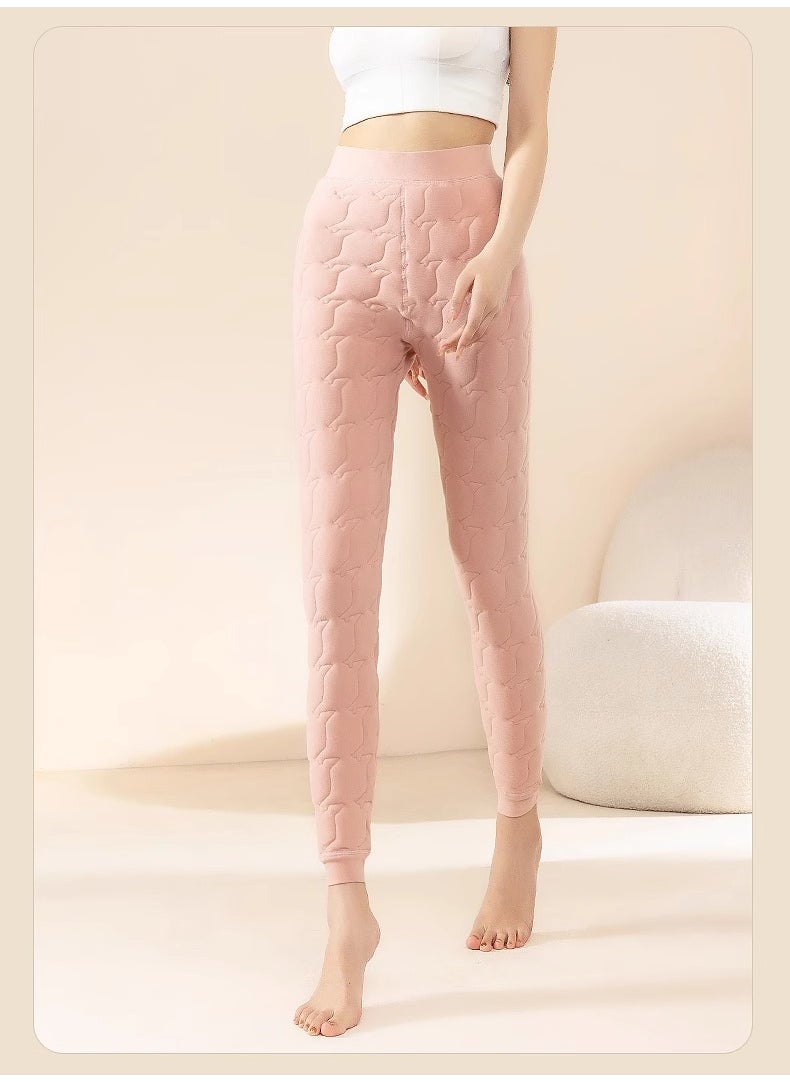 Generic 100% Wool Warm Thick Leggings for Women Pink [100% wool filling] 