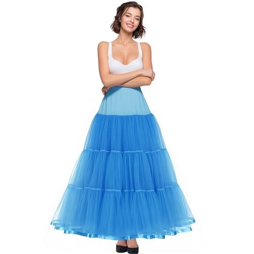 Shimaly Women's Floor Length Wedding Petticoat Long Underskirt for Formal Dress (S-L, Sky Blue) - Image 4