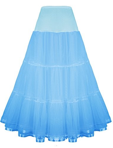 Shimaly Women's Floor Length Wedding Petticoat Long Underskirt for Formal Dress (S-L, Sky Blue) - Image 2