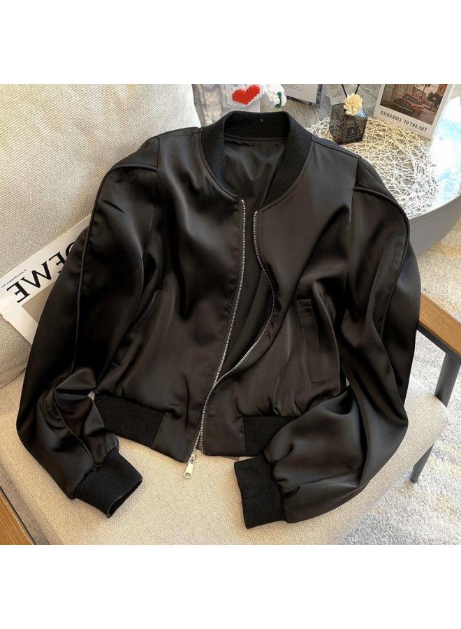 Women's Sports Top Zipper 2024 Shoulder Pad Fashion Casual Jacket Temperament Baseball Suit Autumn Short Bomber Jacket 