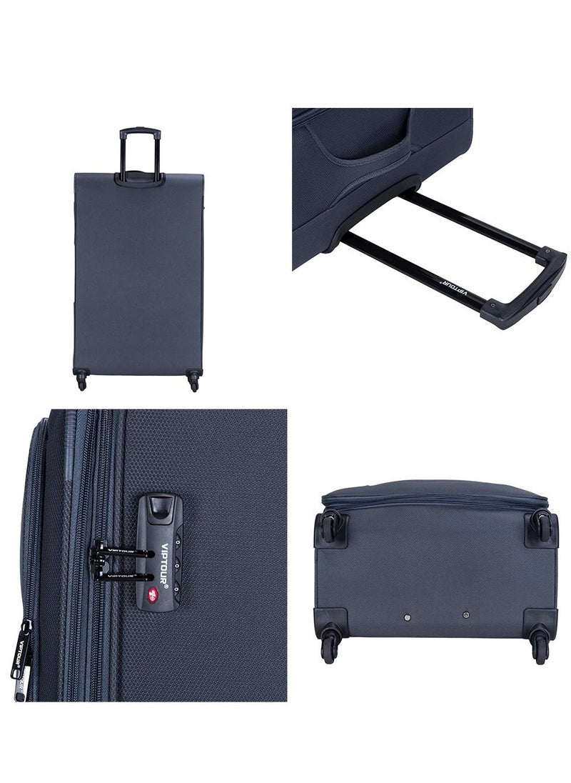 VIPTOUR - Set of 4 Light Weight Polyester Jacqard Trolley Luggage With Number Lock 20,24,28,32 Inches - Image 1
