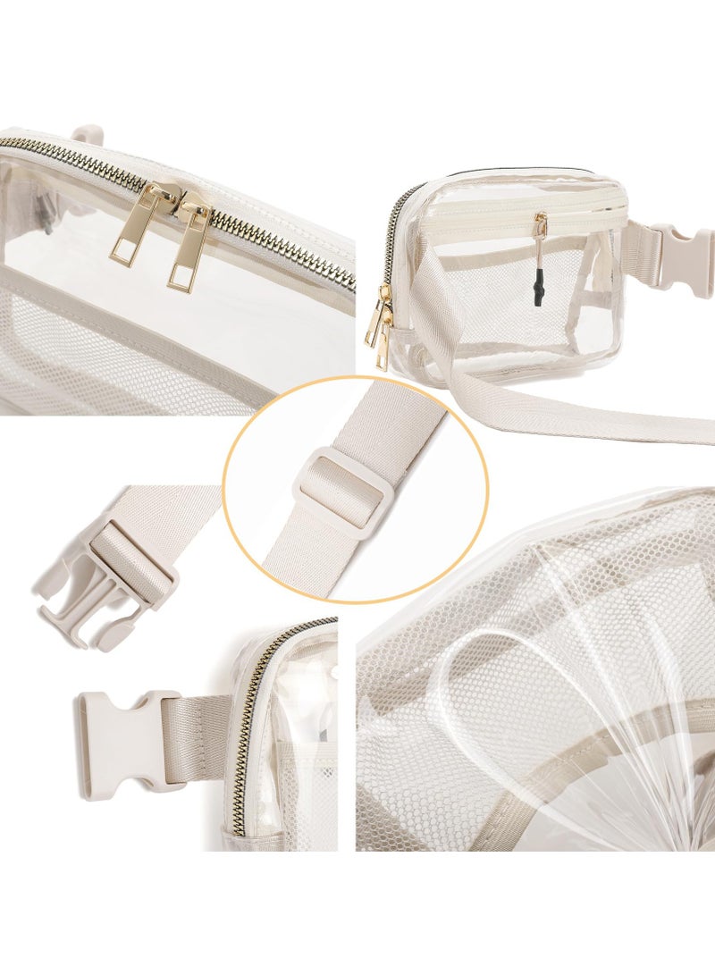 SYOSI Clear  Pack, with Adjustable Strap,Crossbody Clear Belt Bag for Concerts Hiking Running, Clear Belt Waist Bag Pouch for Concerts Hiking Running Beige - Image 4