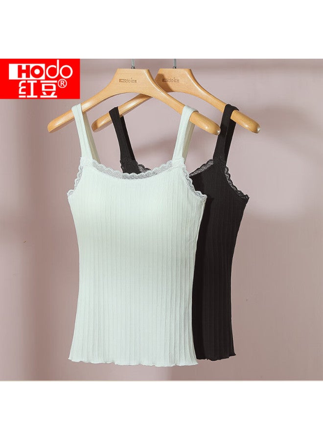HOdo Hongdou Bra-free Vest For Women Style Striped With Chest Pads, Vertical Stripes, Beautiful Back Camisole, Elegant Black, 170/95 - Image 2