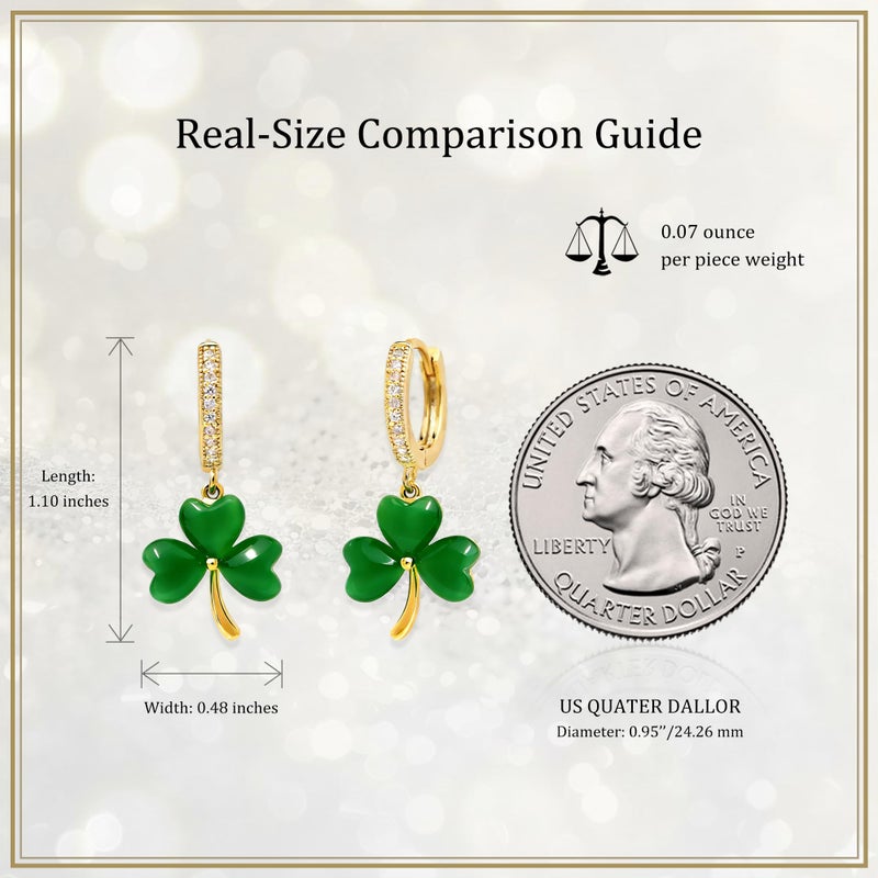 Jean Beau St Patricks Day Green Shamrock Dangle Hoop Earrings for Women, Irish Clover Leaf Gold Plated Cute Trendy Outfit Accessories Jewelry Gift for Holiday - Image 3
