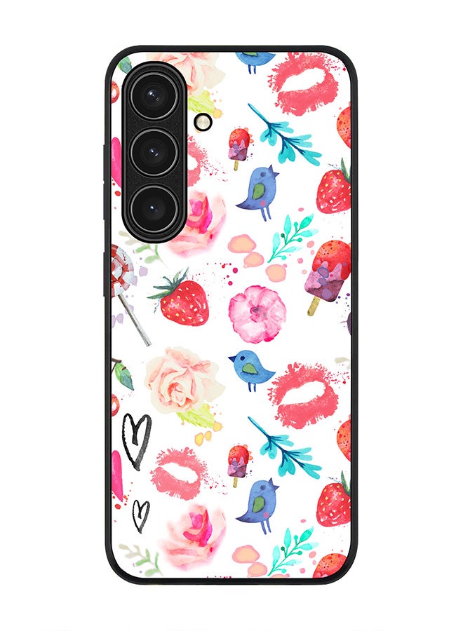 Stylizedd Rugged Black edge case for Samsung Galaxy S24 FE, Slim fit Soft Case Flexible Rubber Edges Anti Drop TPU Gel Thin Cover -  Summer Fever - Image 1