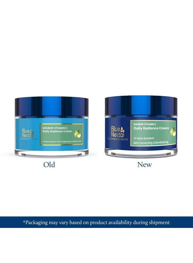Blue Nectar Natural Vitamin C Face Cream for Glowing Skin, Dark Spot Removal Cream for Women with Green Apple and Almond Oil (13 Herbs, 50g) - Image 2