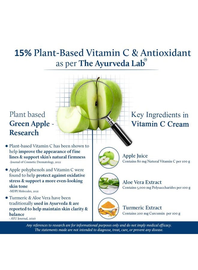 Blue Nectar Natural Vitamin C Face Cream for Glowing Skin, Dark Spot Removal Cream for Women with Green Apple and Almond Oil (13 Herbs, 50g) - Image 4
