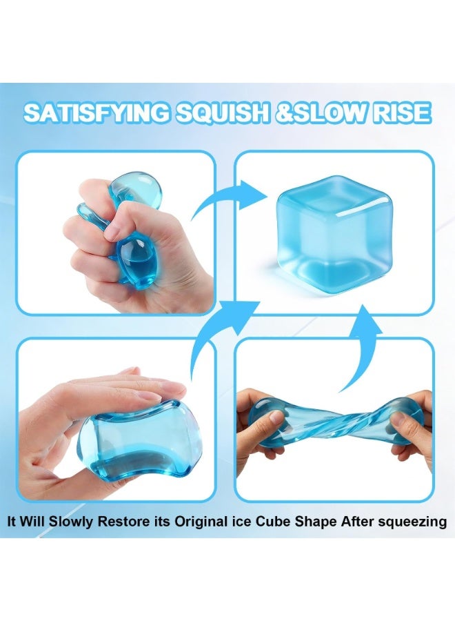مكعبات "سكويشي" (Squishy) لتخفيف التوتر - ألعاب حسية شفافة وممتعة للقلق واضطراب فرط الحركة ونقص الانتباه (ADHD) - ألعاب ضغط ناعمة وبطيئة الارتداد للمكتب - هدايا رائعة للمراهقين والبالغين (اللون: أزرق) - Image 3