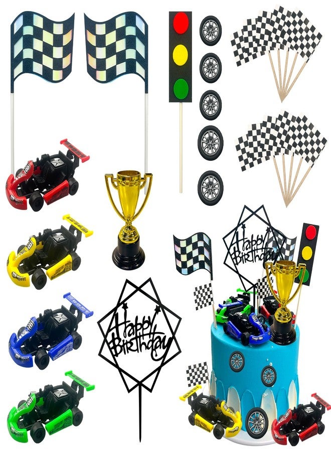 MEMOVAN Racing Car Cake Decorations 23pcs Racing Car Cake Topper Birthday Cake Decoration for Boy's Kids Racing Car Theme Birthday Supplies Party Favors - Image 1